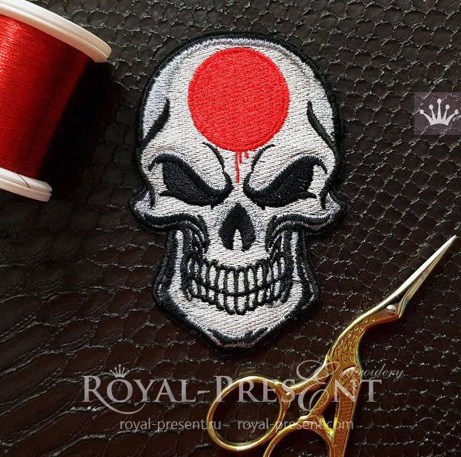 Japanese flag Skull Machine Embroidery Design RPE-1440