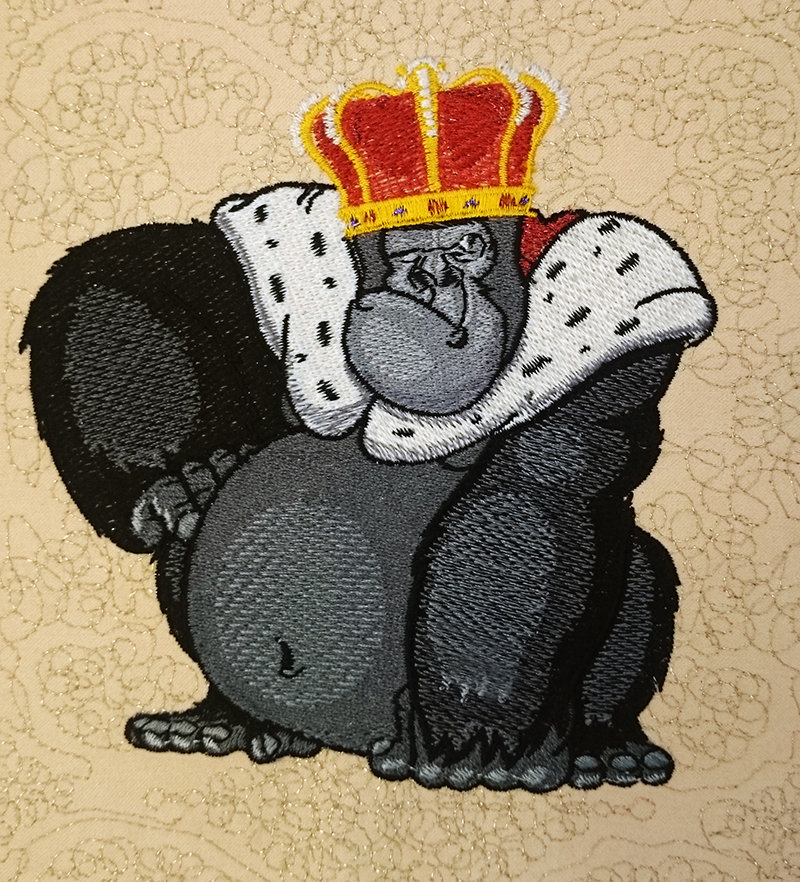 Machine Embroidery Design Formidable monkey in a crown - 3 sizes RPE-263