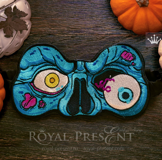 ITH Machine Embroidery Design Sleep Mask Zombie Halloween RPE-1441