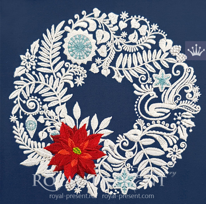 Machine Embroidery Design Christmas Wreath - 3 sizes RPE-803