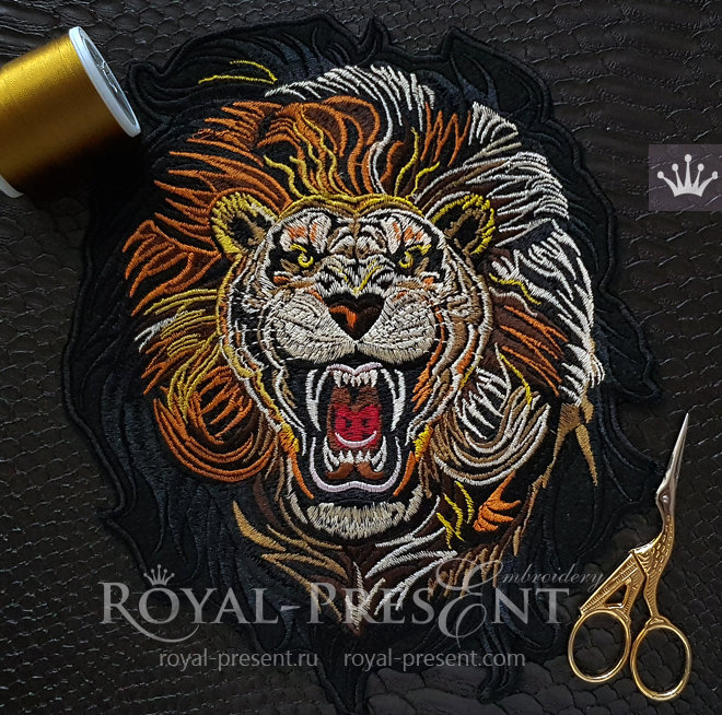 Ferocious Lion Machine Embroidery Design - 2 sizes PRE-237