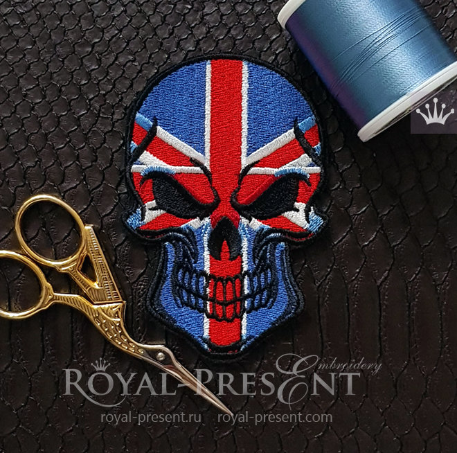 Great Britain Flag Skull Machine Embroidery Design RPE-1446