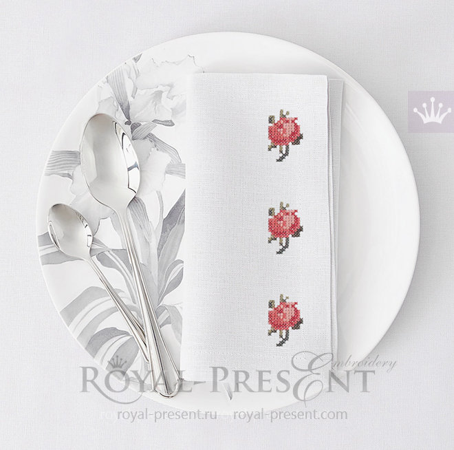 Free Tiny Rose Cross-stitch Embroidery Design RPE-007