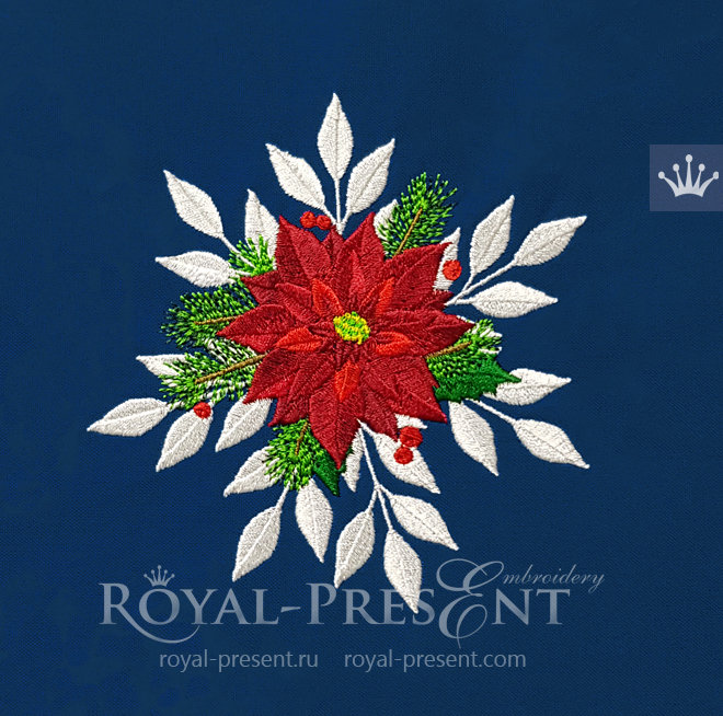 Christmas Poinsettia Machine Embroidery Design - 2 sizes RPE-342