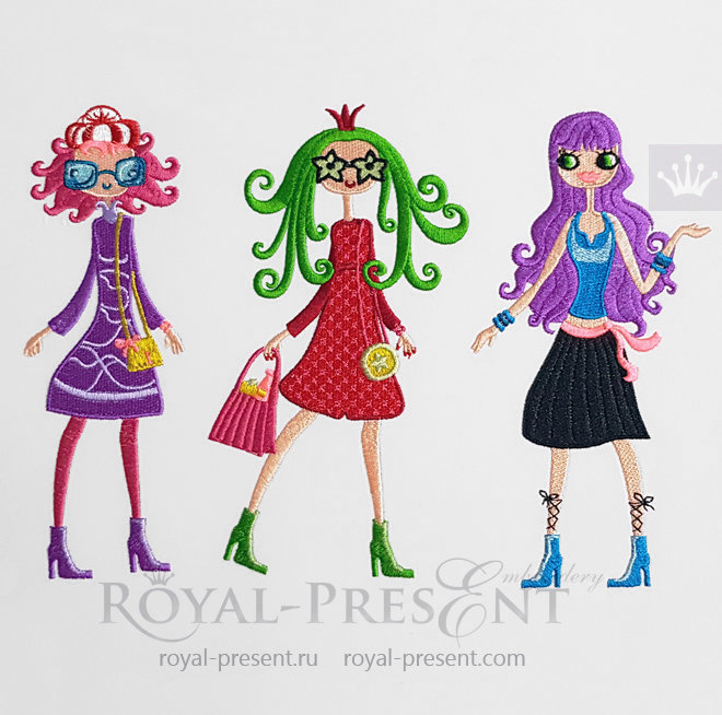 Fashion Girls Machine Embroidery Designs RPE-350