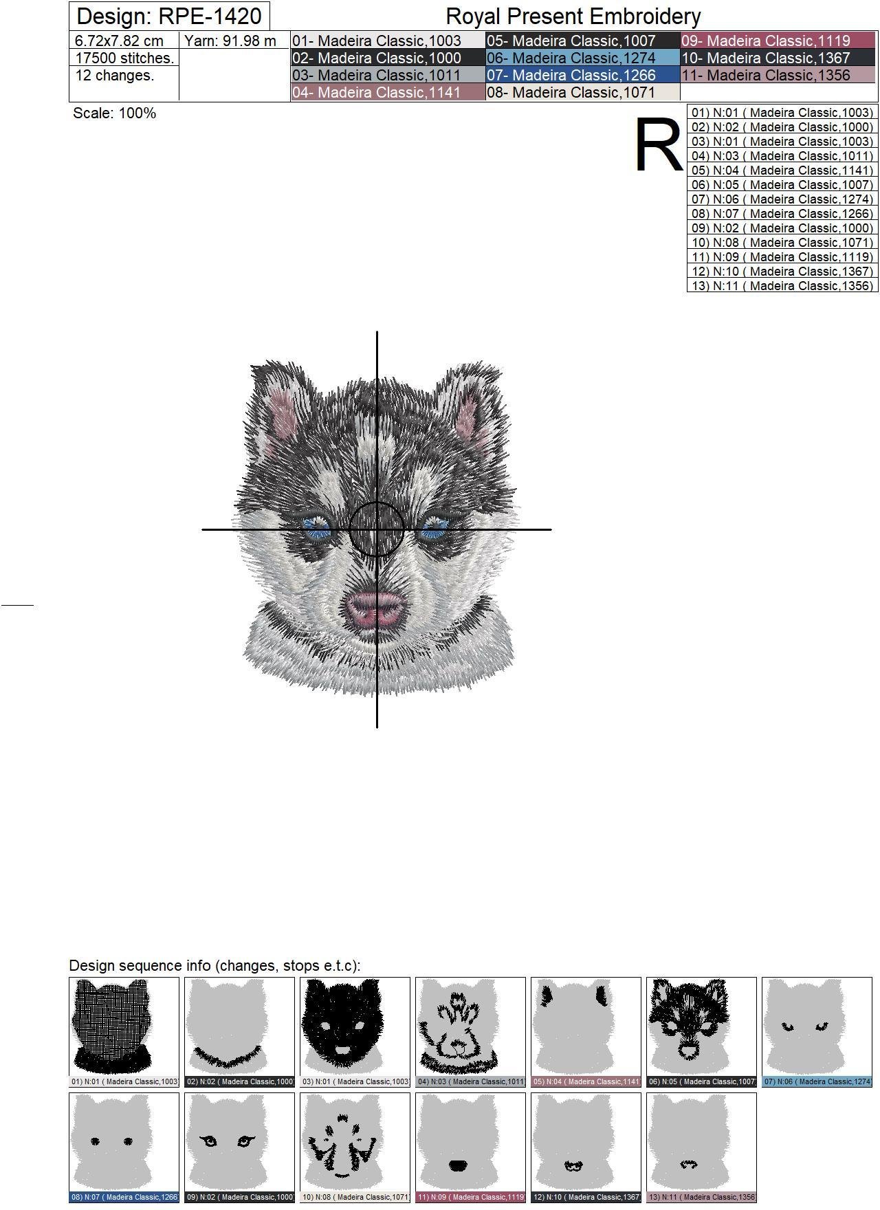 Pocket Husky Machine Embroidery Design - 2 sizes