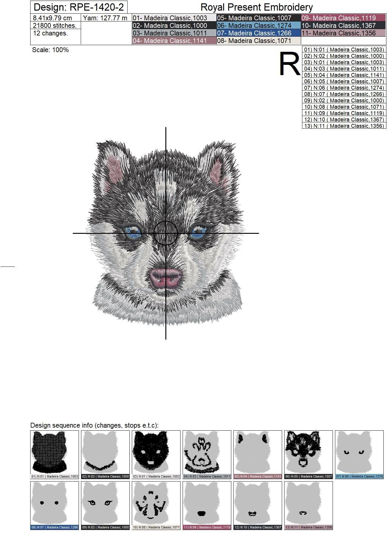 Pocket Husky Machine Embroidery Design - 2 sizes