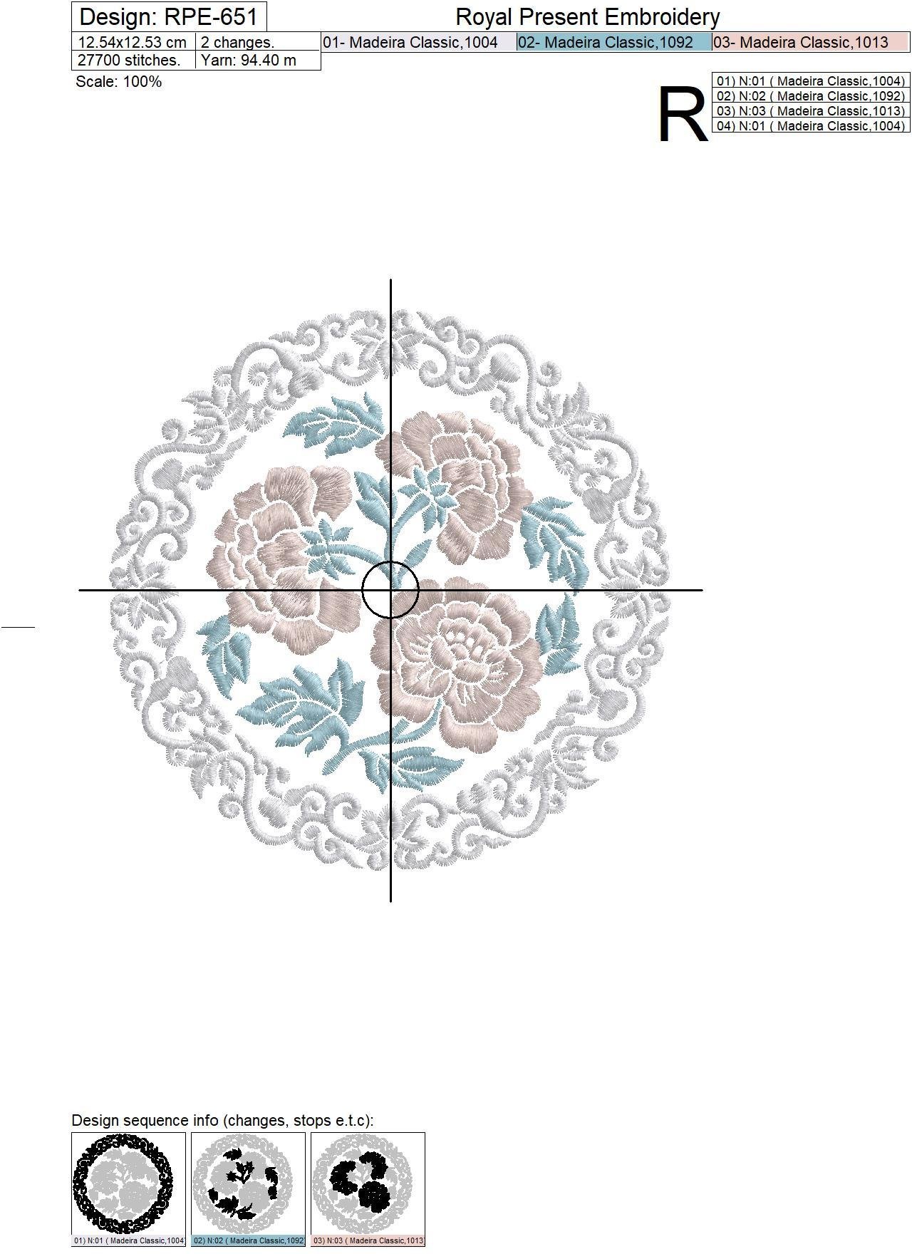 Chinese Peonies Machine embroidery design - 2 sizes
