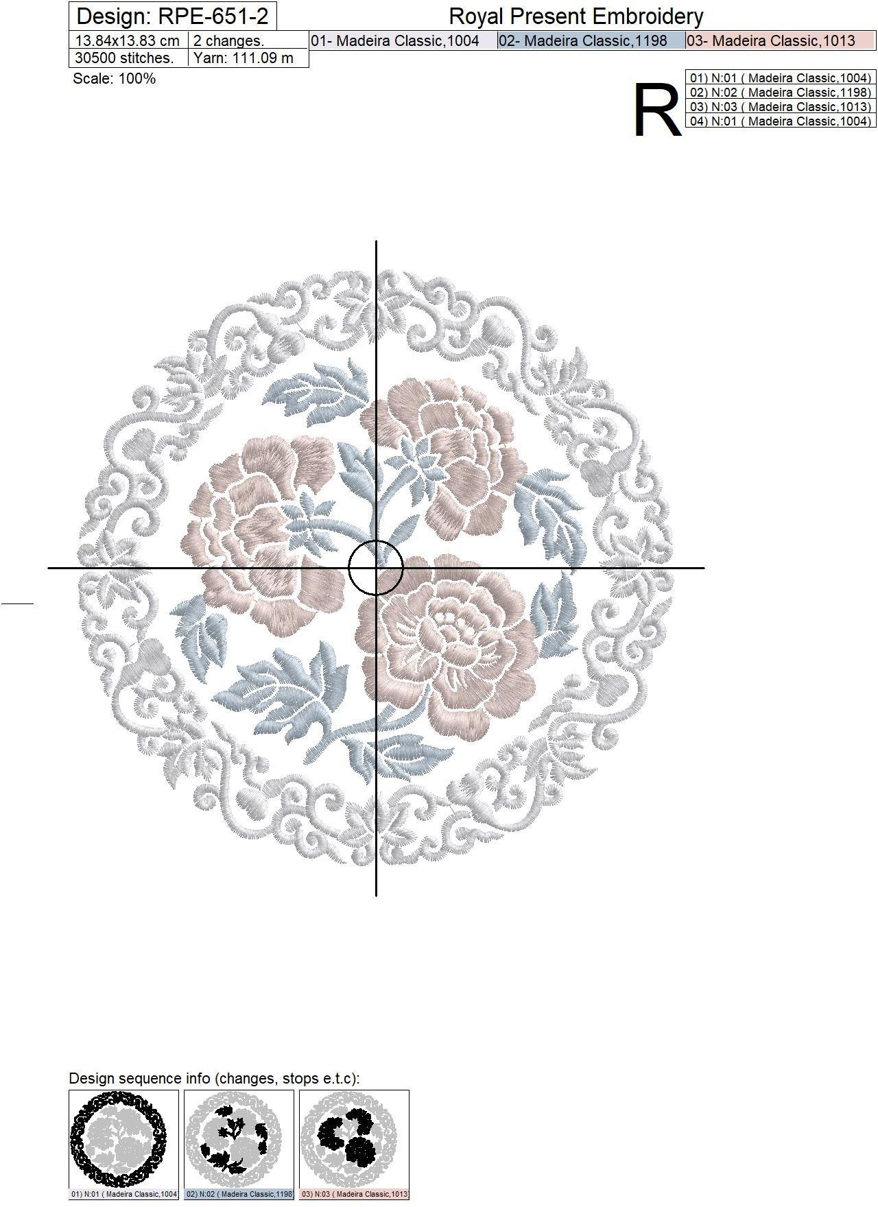 Chinese Peonies Machine embroidery design - 2 sizes