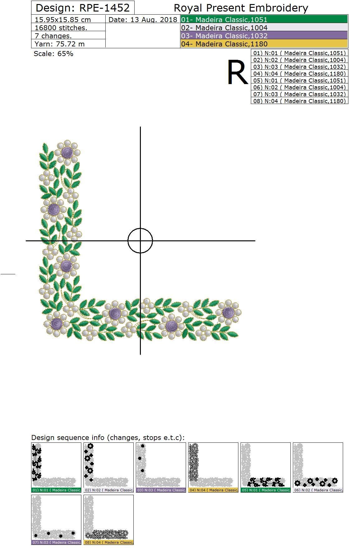Floral Emerald Corner Machine Embroidery Design