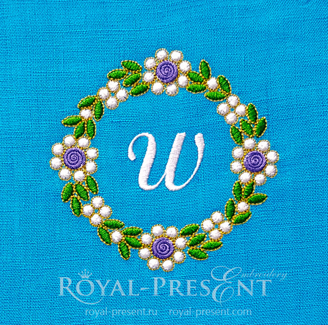 Floral Emerald frame Machine Embroidery Design RPE-1449