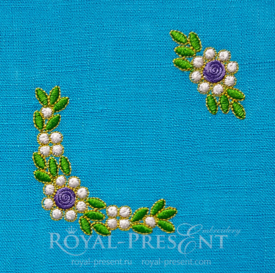 Tiny Floral corners Machine Embroidery Designs RPE-1450