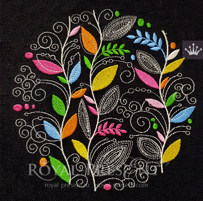 Circle Autumn Leaves Machine Embroidery Design - 6 sizes RPE-406