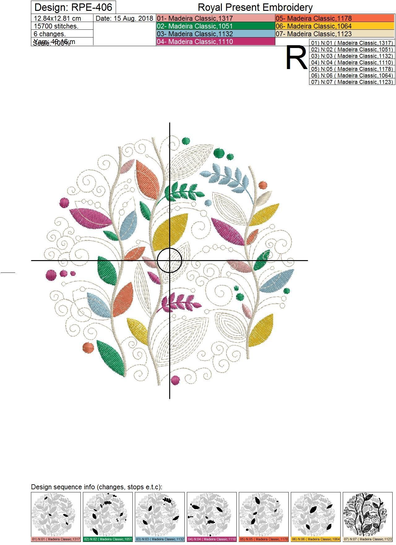 Circle Autumn Leaves Machine Embroidery Design - 6 sizes