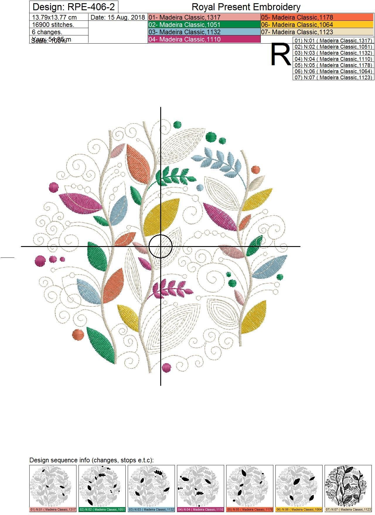 Circle Autumn Leaves Machine Embroidery Design - 6 sizes