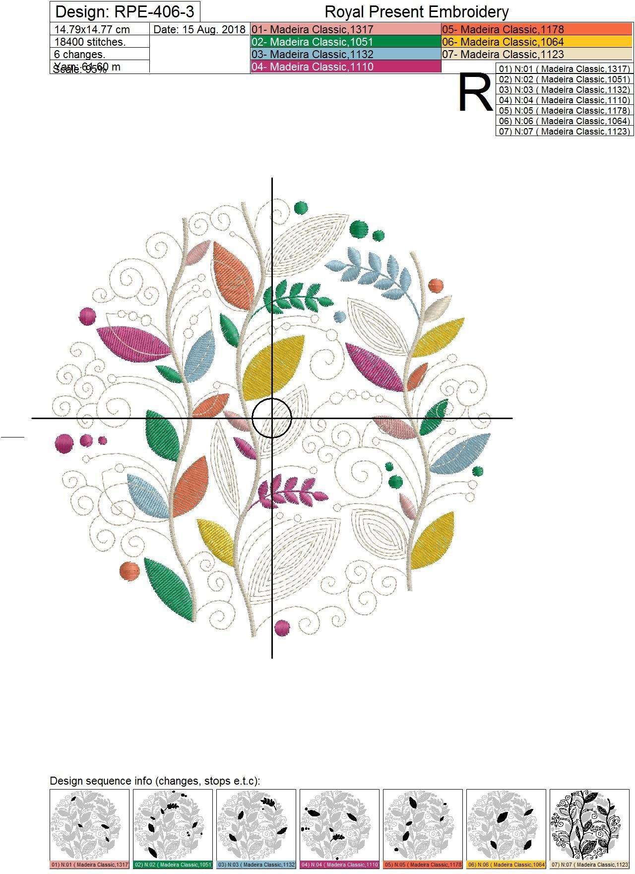 Circle Autumn Leaves Machine Embroidery Design - 6 sizes