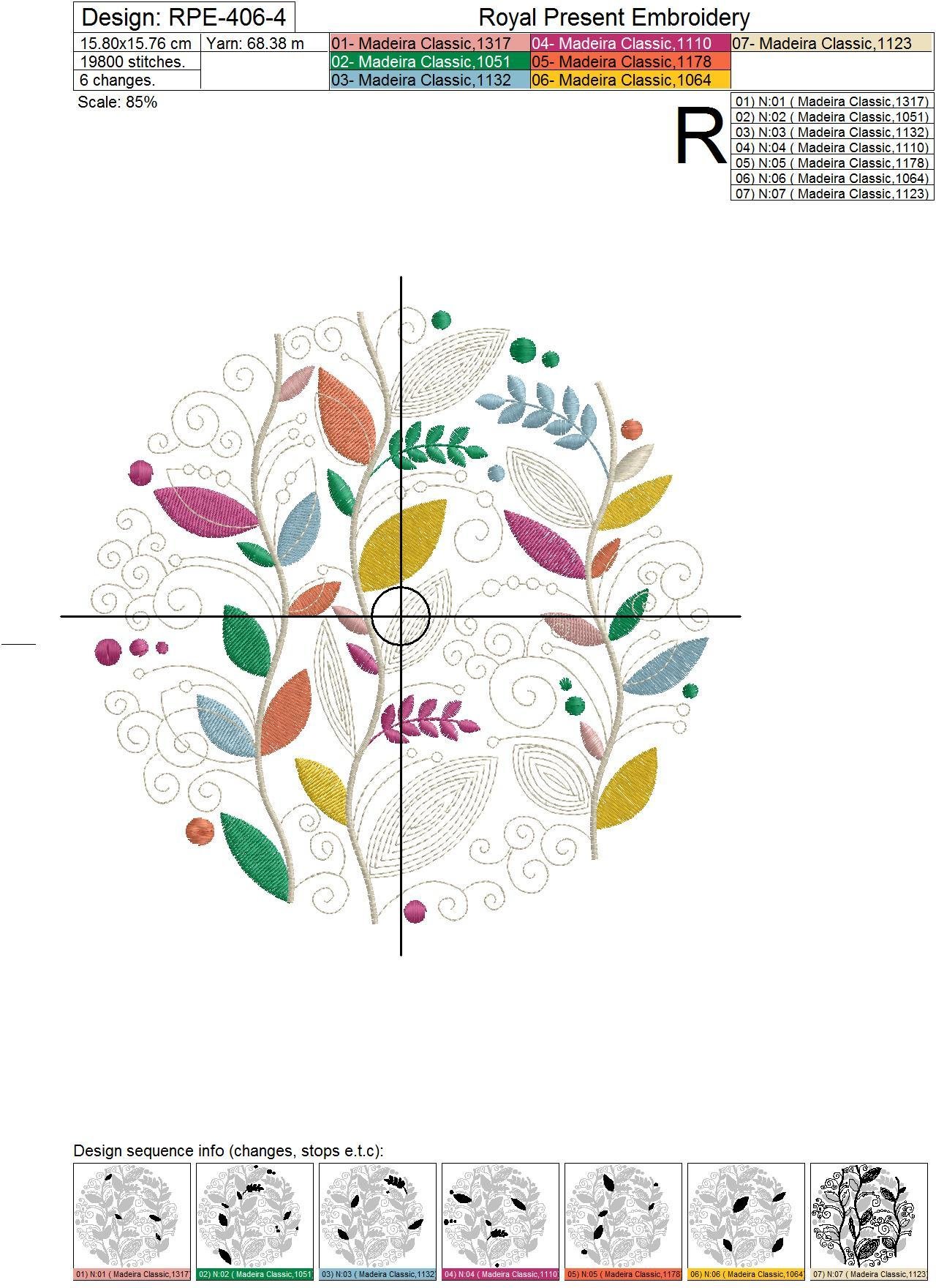 Circle Autumn Leaves Machine Embroidery Design - 6 sizes