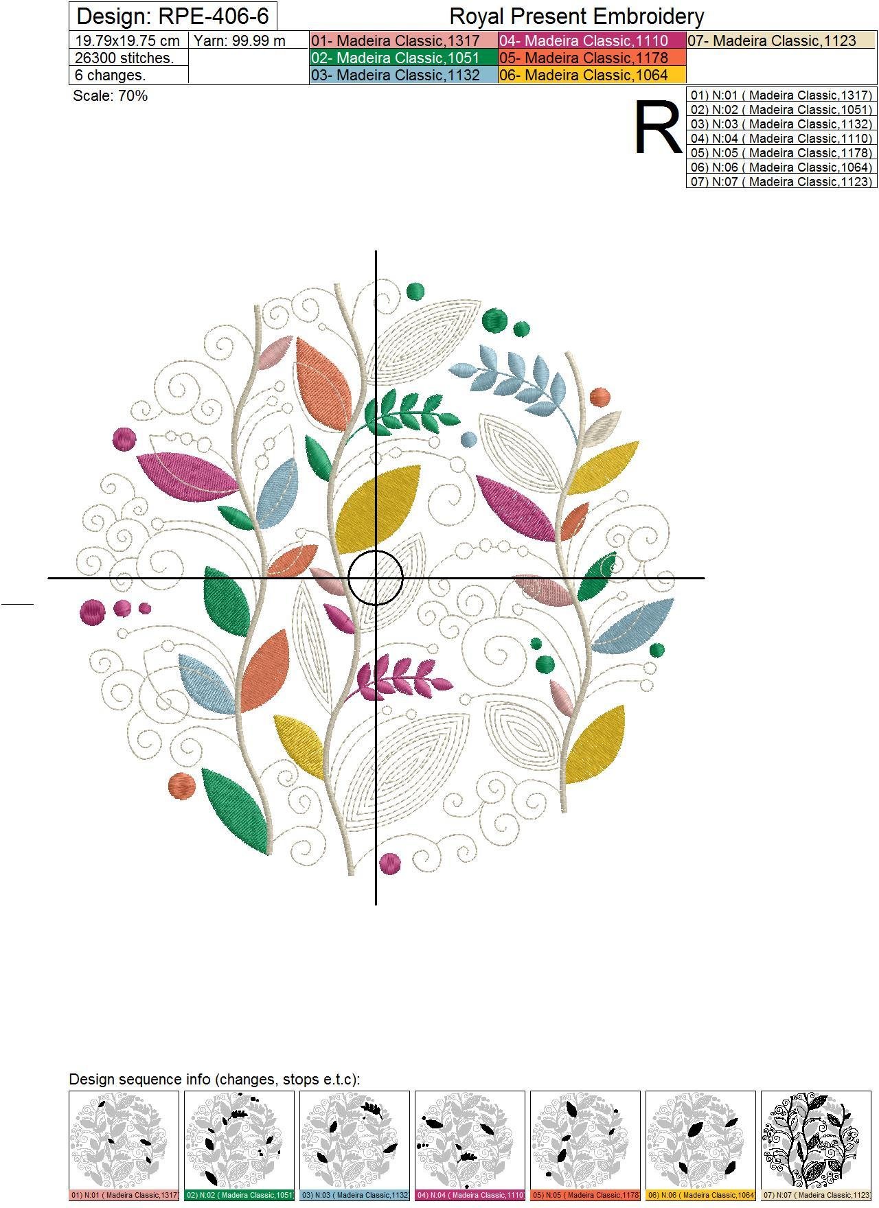Circle Autumn Leaves Machine Embroidery Design - 6 sizes