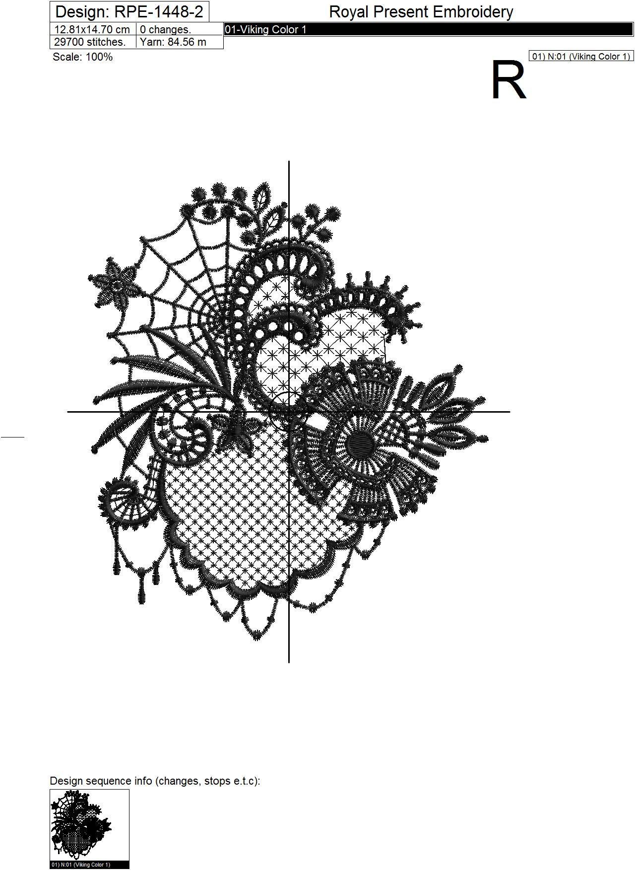 Lace Machine Embroidery Design Halloween - 4 sizes