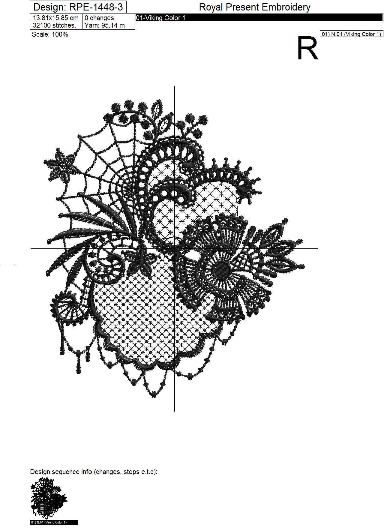 Lace Machine Embroidery Design Halloween - 4 sizes