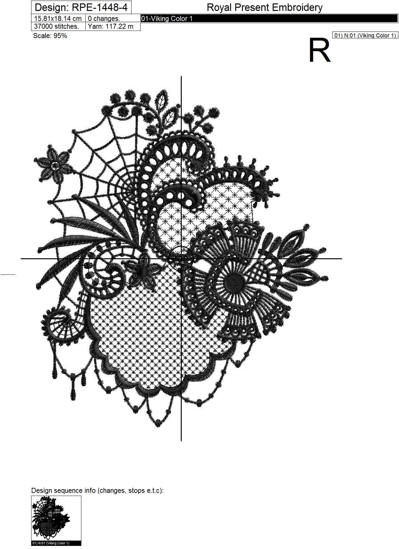 Lace Machine Embroidery Design Halloween - 4 sizes