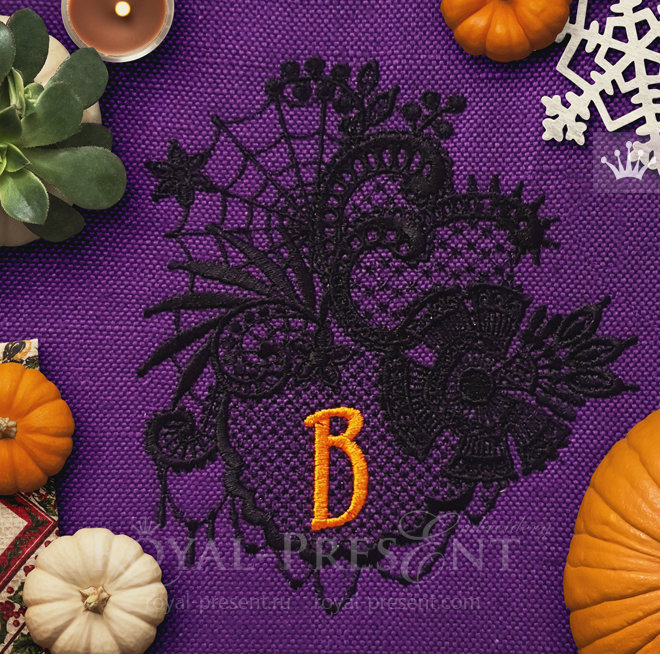 Lace Machine Embroidery Design Halloween - 4 sizes RPE-1448