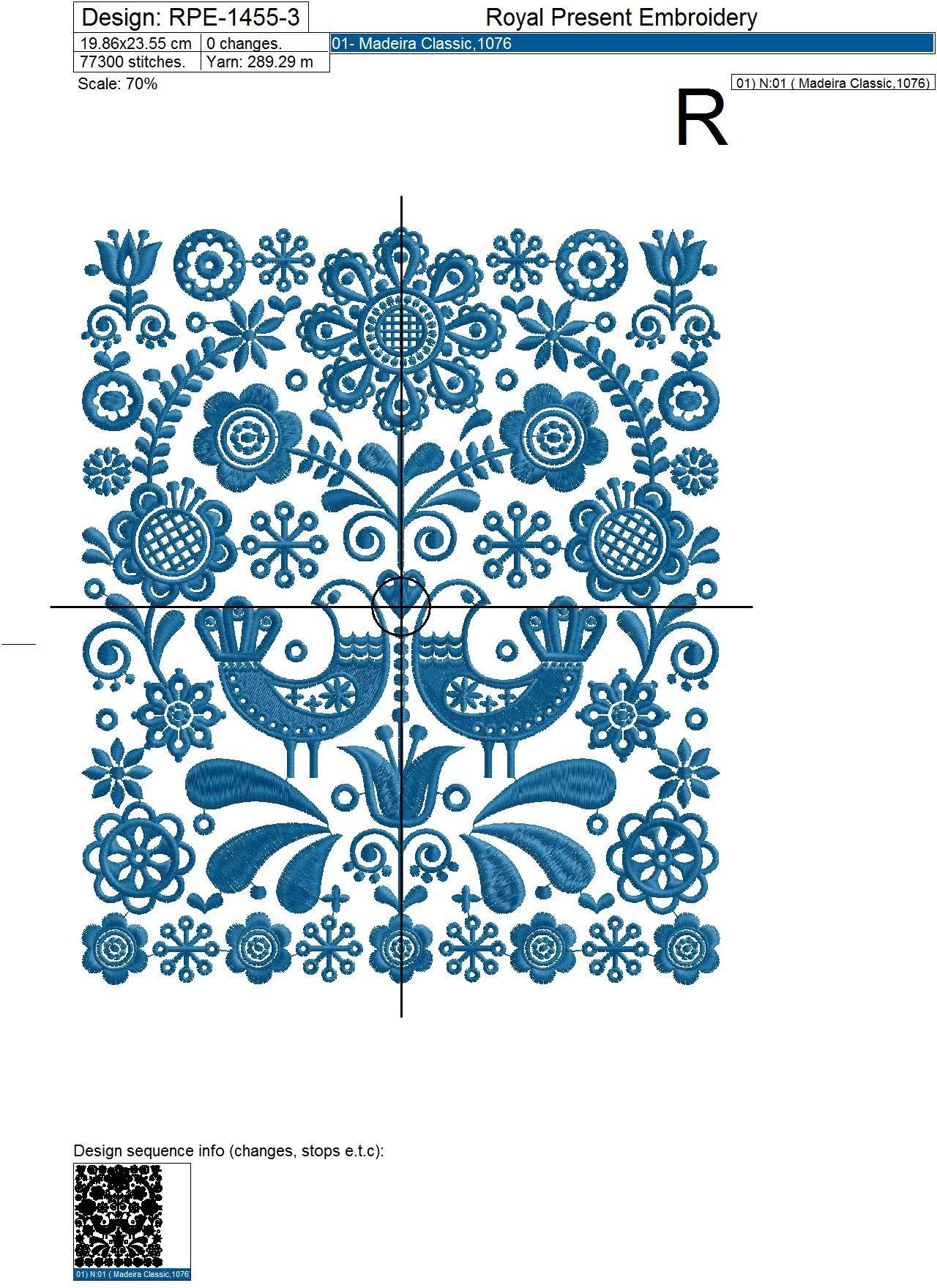 Scandinavian floral pattern Machine Embroidery Design - 3 sizes
