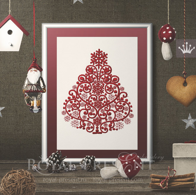 Machine Embroidery Design Christmas tree - 6 sizes RPE-829