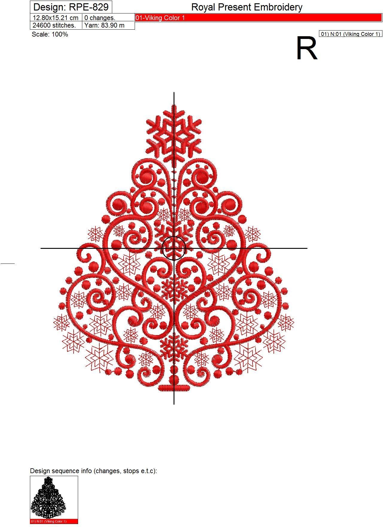 Machine Embroidery Design Christmas tree - 6 sizes
