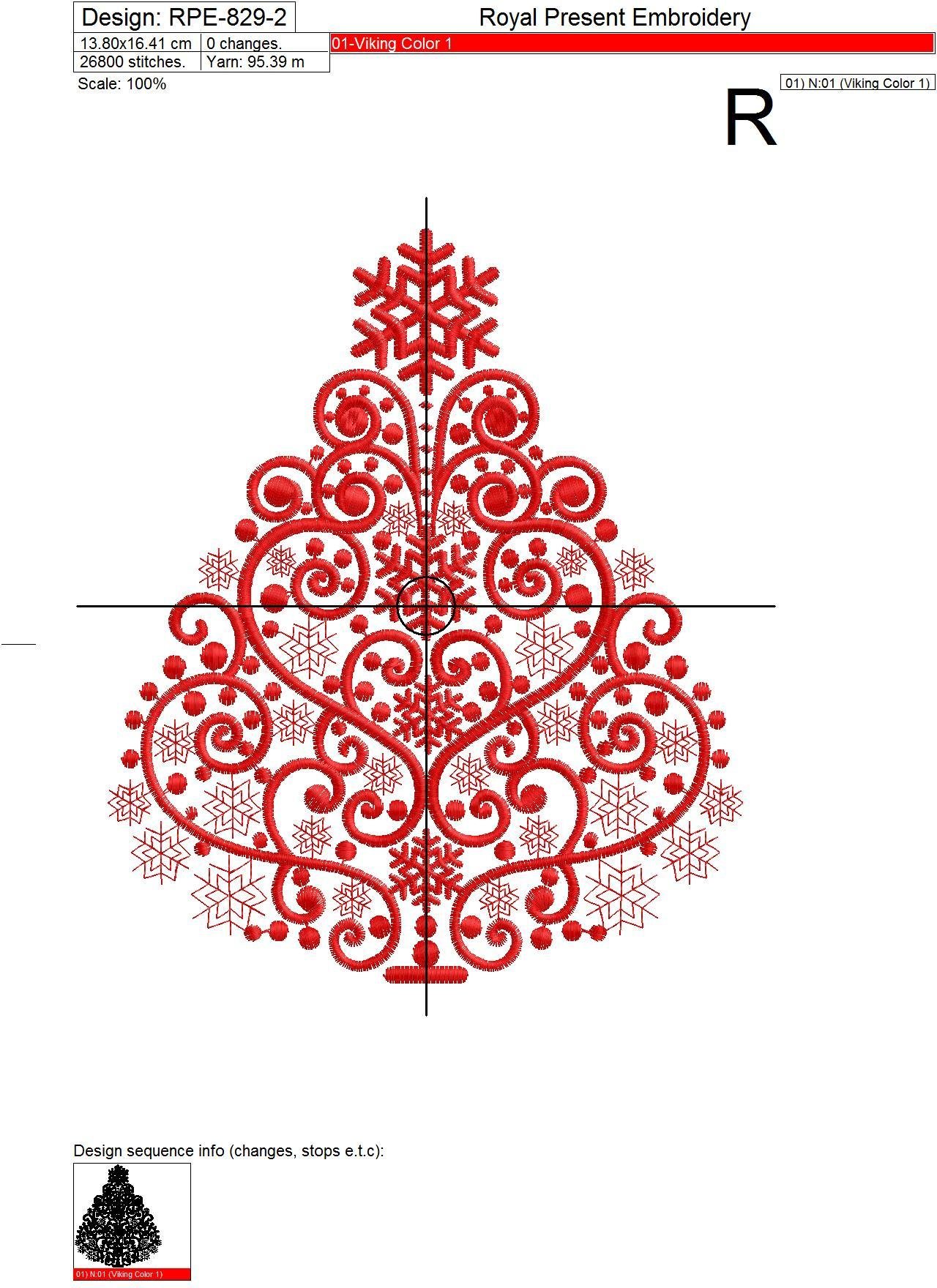 Machine Embroidery Design Christmas tree - 6 sizes
