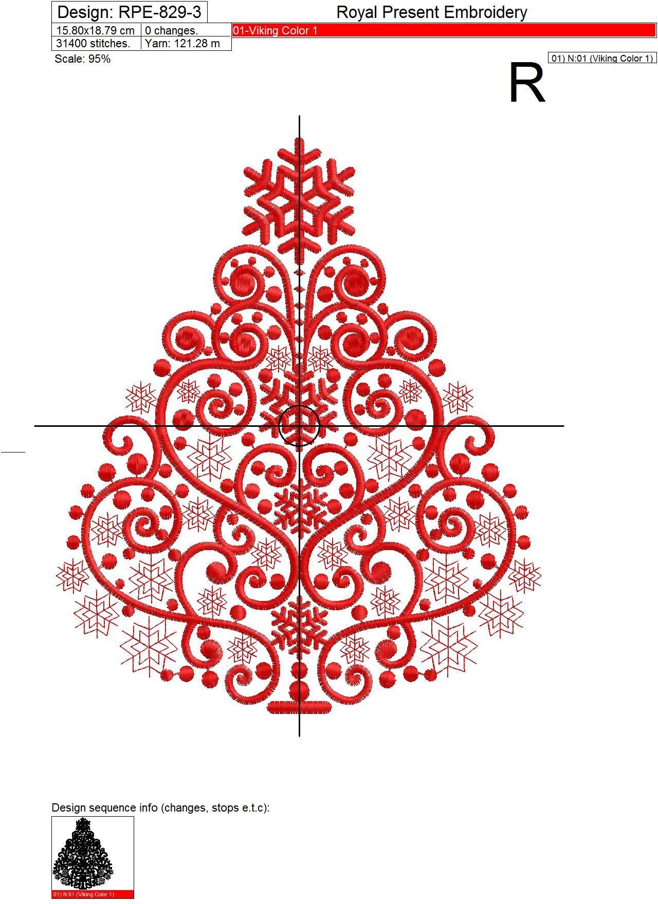 Machine Embroidery Design Christmas tree - 6 sizes