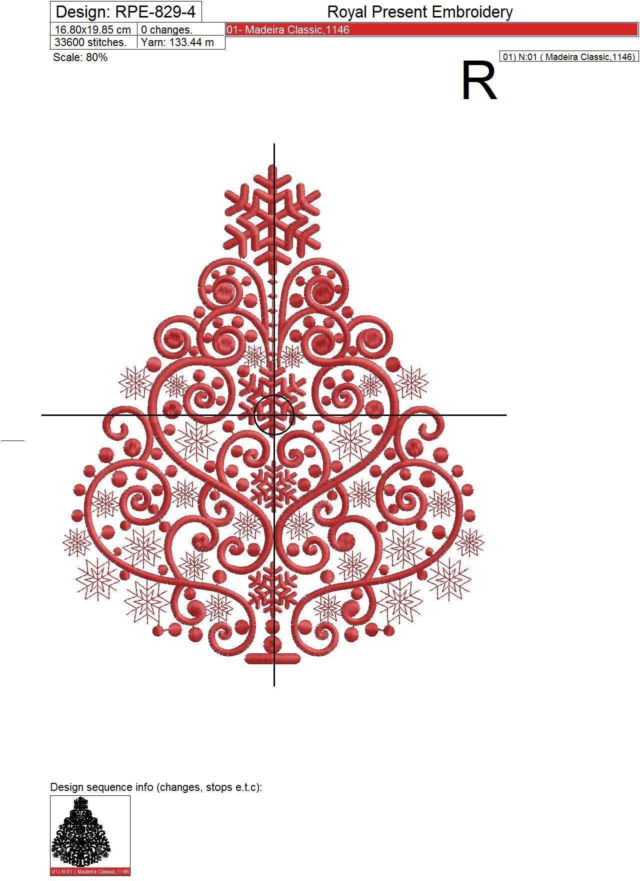 Machine Embroidery Design Christmas tree - 6 sizes
