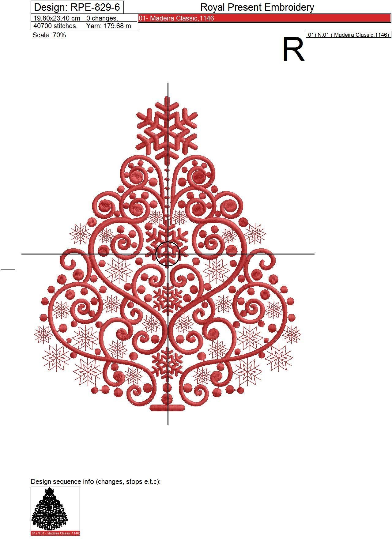 Machine Embroidery Design Christmas tree - 6 sizes