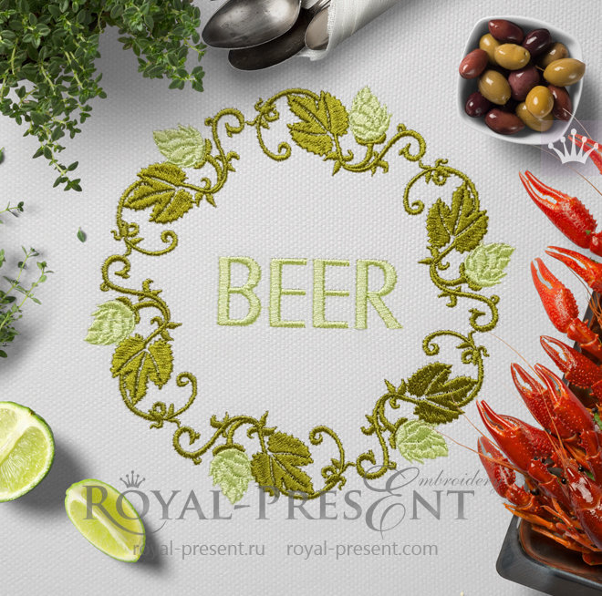 Hop Wreath Machine Embroidery Design - 4 sizes RPE-243
