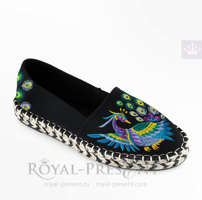 Peacock Espadrilles Machine Embroidery Design RPE-1421