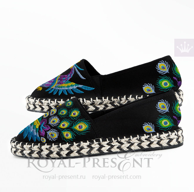 Peacock Espadrilles Machine Embroidery Design