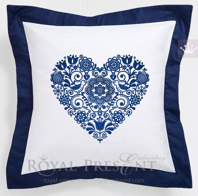 Scandinavian Heart Machine Embroidery Design - 2 sizes