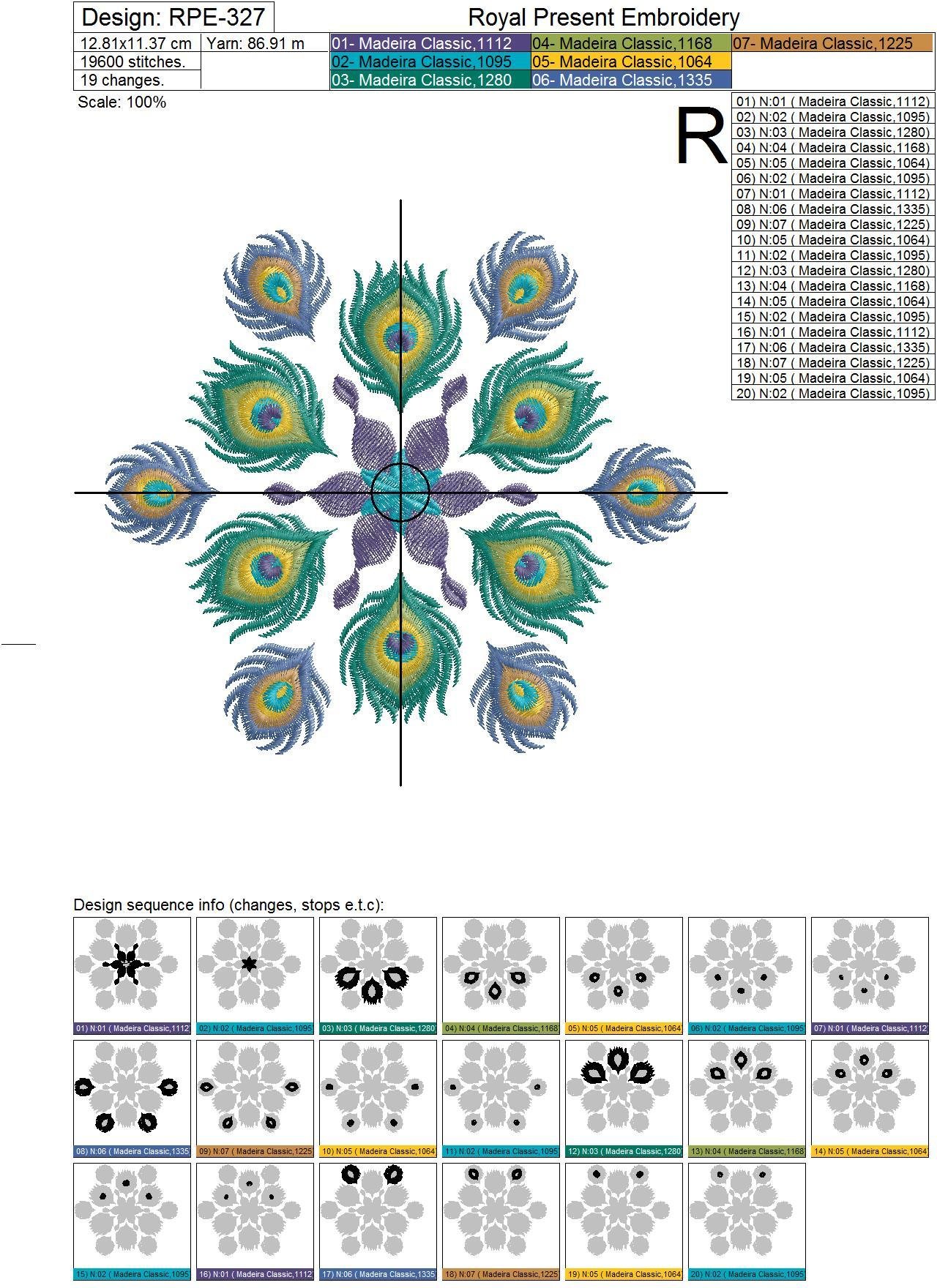 Peacock Mandala Machine Embroidery Design - 5 sizes