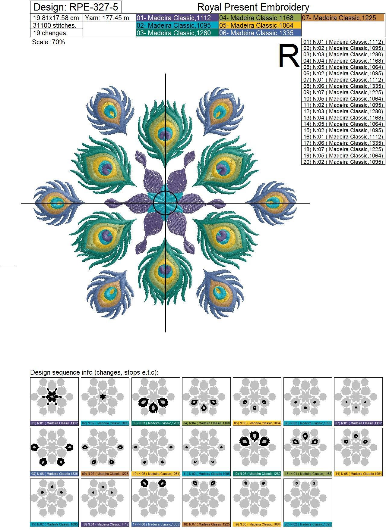 Peacock Mandala Machine Embroidery Design - 5 sizes