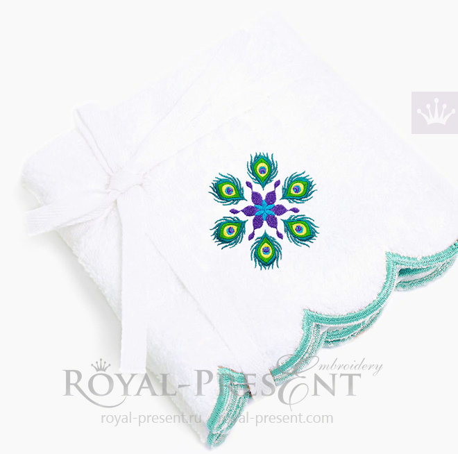 Peacock feathers Mandala Machine Embroidery Design - 3 sizes RPE-1429