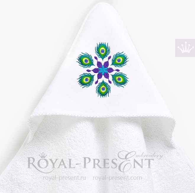 Peacock feathers Mandala Machine Embroidery Design - 3 sizes