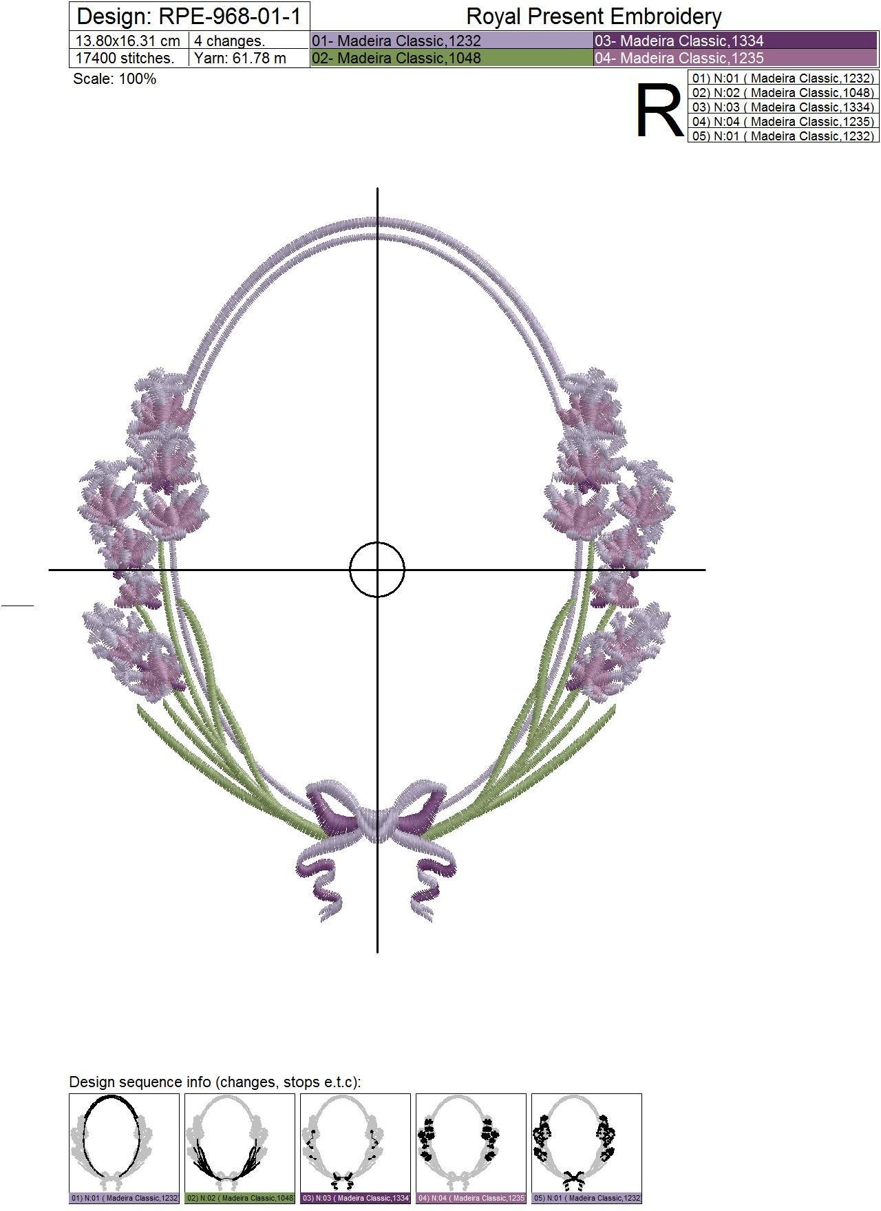 Machine Embroidery Design Fragrant lavender Frame - 5 sizes