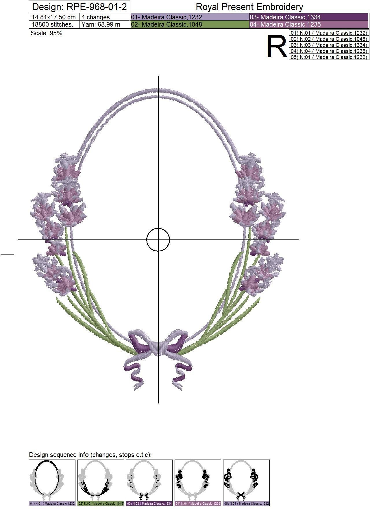 Machine Embroidery Design Fragrant lavender Frame - 5 sizes