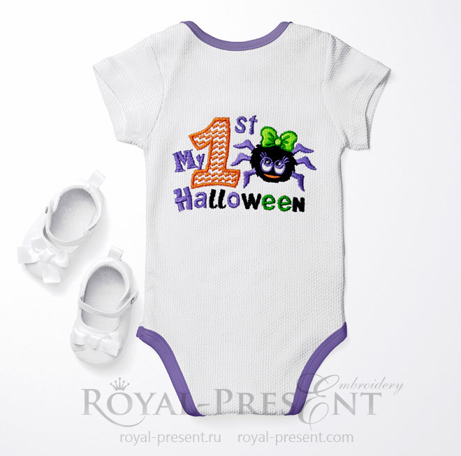 My First Halloween Machine Embroidery Design for baby girls - 3 sizes RPE-1458