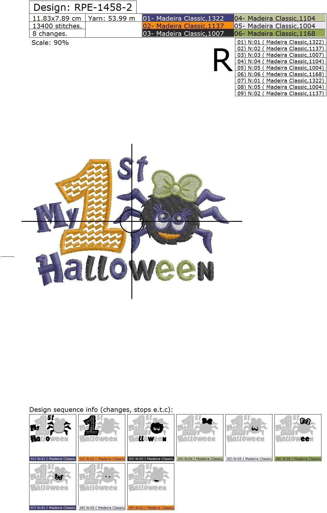 My First Halloween Machine Embroidery Design for baby girls - 3 sizes