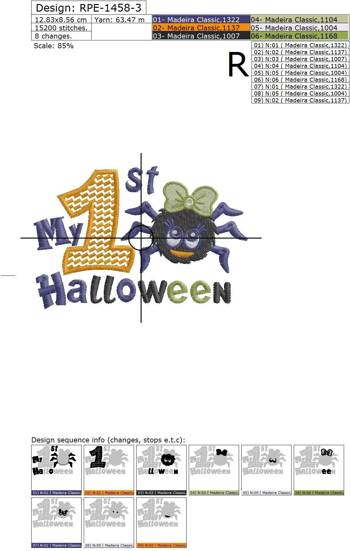 My First Halloween Machine Embroidery Design for baby girls - 3 sizes