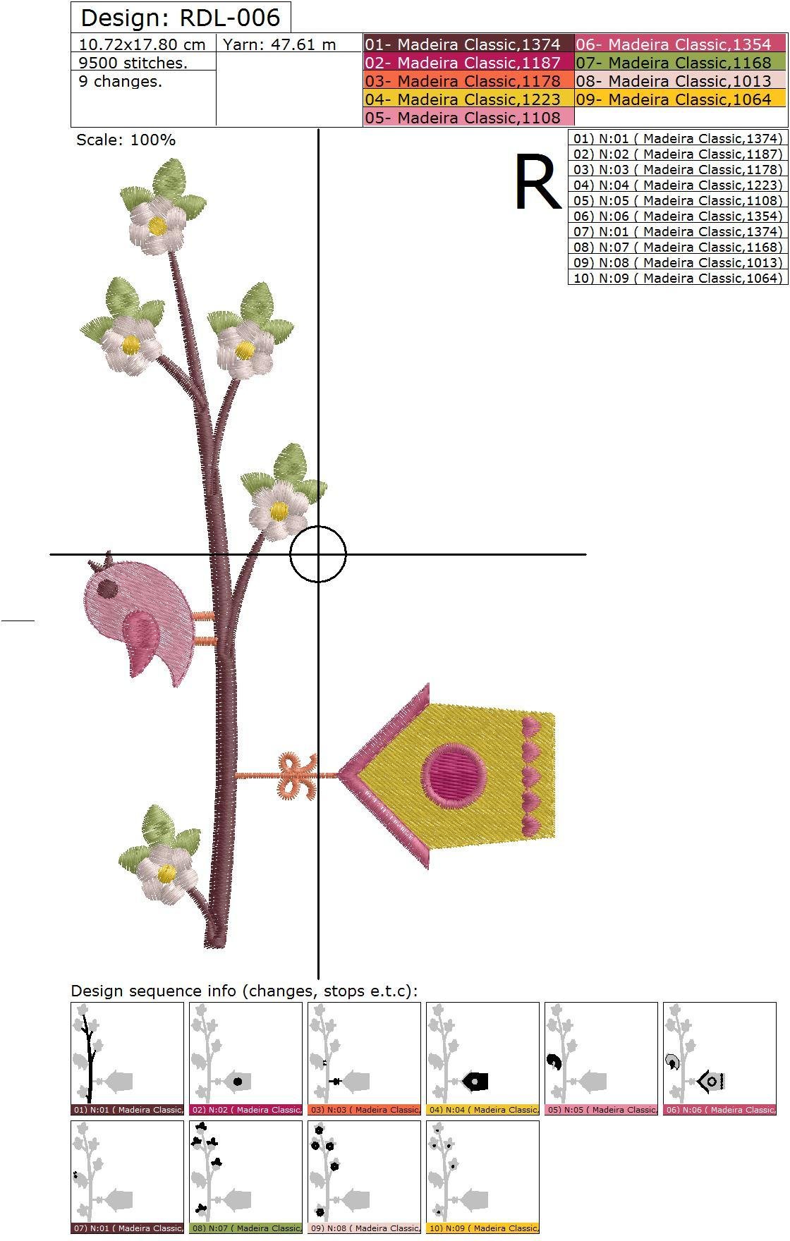 Machine Embroidery Designs Birds and birdhouses