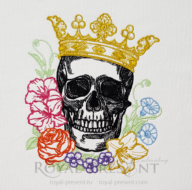Tattoo vintage Skull Machine Embroidery Design - 2 sizes RPE-364