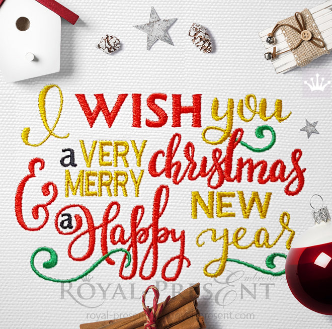 Calligraphy Christmas Postcard Machine Embroidery Design RPE-927-003