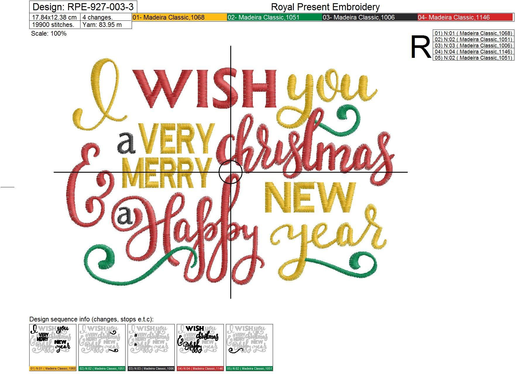 Calligraphy Christmas Postcard Machine Embroidery Design